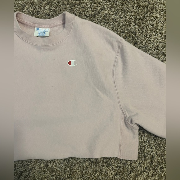 Champion Women’s Reverse Weave Cropped Sweatshirt - Light Pink, Size Medium- EUC - Picture 5 of 6